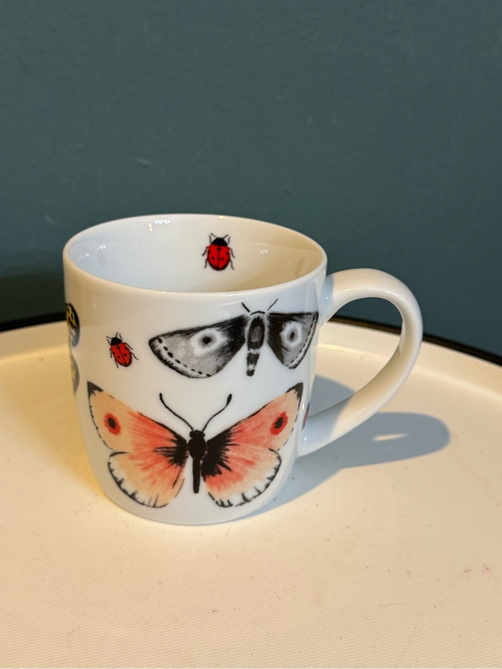 NWT Now Designs Porcelain Butterfly & Ladybug Mug, 12 oz